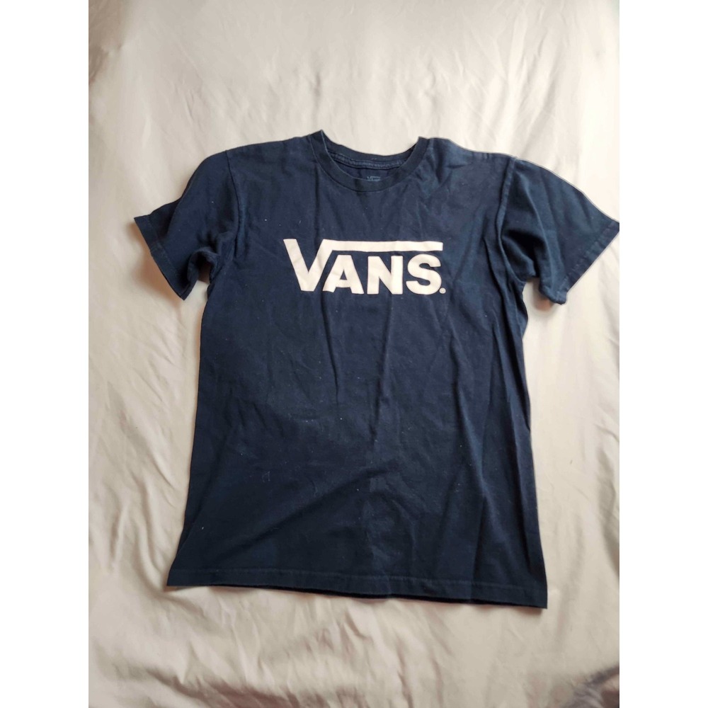 Vans Shirt Mens Small Navy Blue Logo Graphic Print Short Sleeve Skateboarding